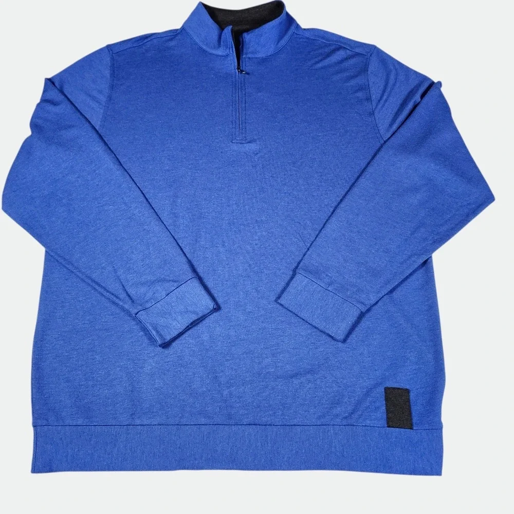 Half Zip Pullover Men's‎ LARGE Blue Cashmere Blend Luxury GolfFull Turn CashTec